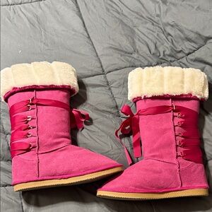 Pink Bow Ugg Inspired Boots
